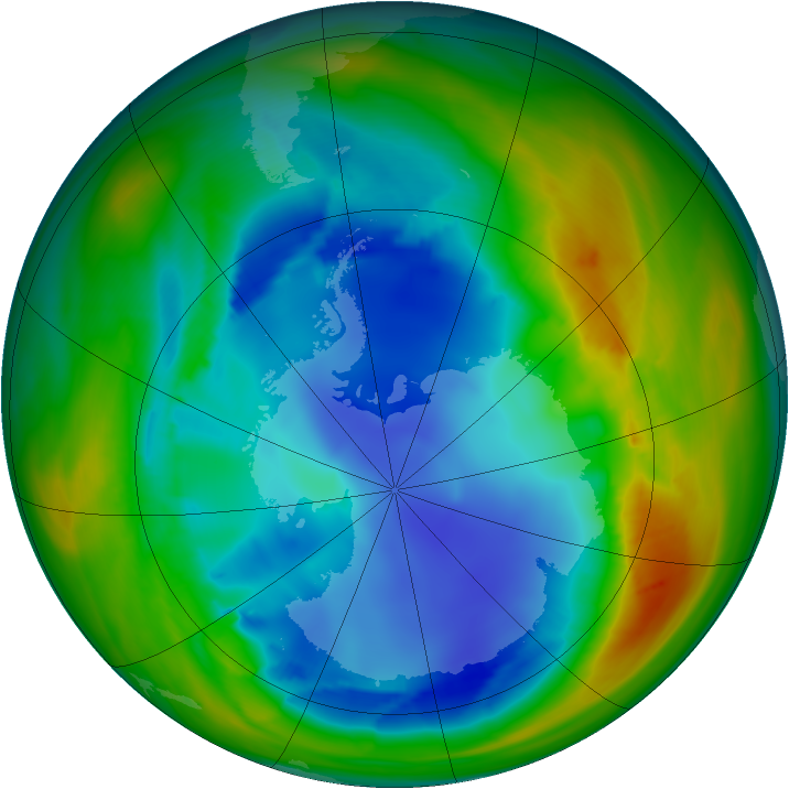 Antarctic ozone map for 10 August 2007